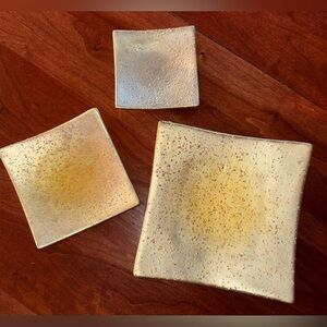 Set of 3 Gold Tone Square Plates